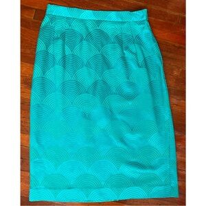 Vintage 70’s Teal Blue Green Embossed Secretary Mini Skirt XS Small Office Wo